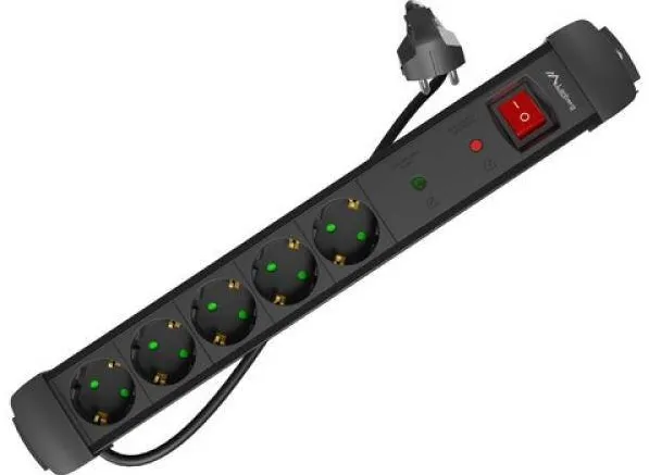 LANBERG Prelungitor cu protectie la supratensiune SP1, 1.5m, 5 prize , negru