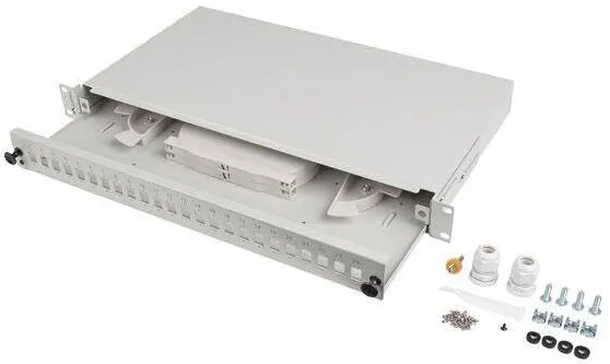 Accesoriu Retea LANBERG Cutie de distributie fibra optica Lanberg 24xSC Simplex / 24xLC Duplex RACK 19" 1U Gri + accesorii
