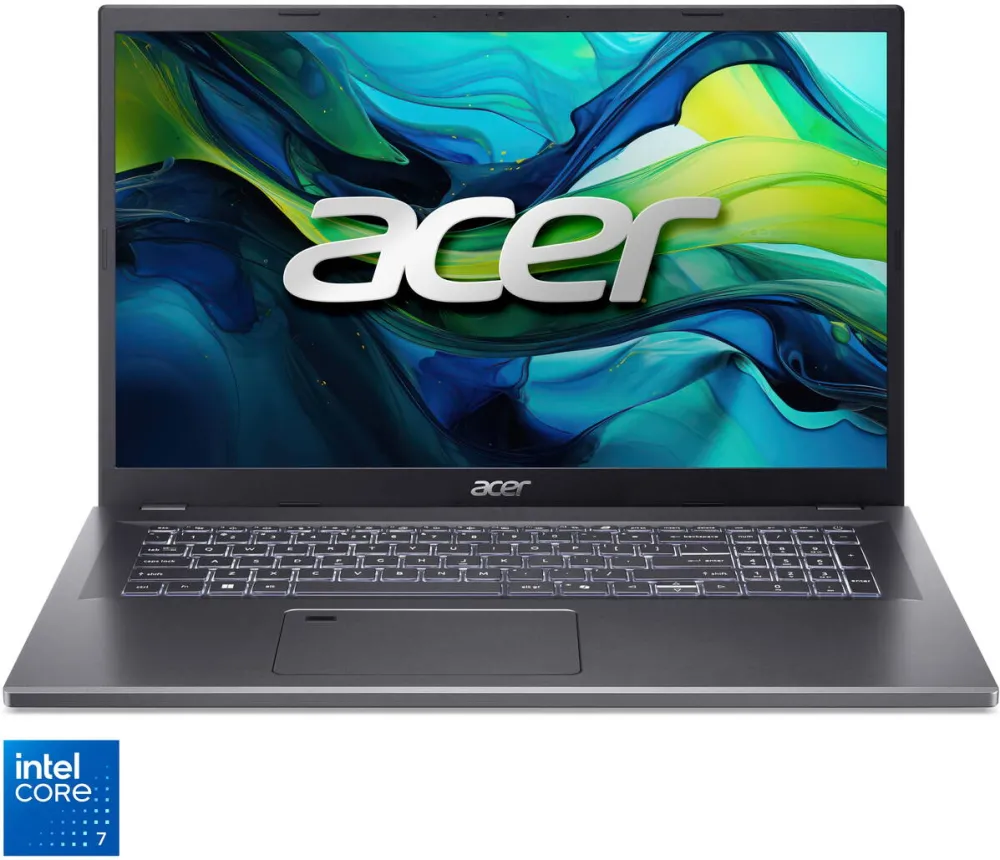 Laptop Acer Laptop Acer Aspire 17 cu procesor Intel® Core™ 7 150U pana la 5.4 GHz, 17.3", FHD IPS, 16GB LPDDR5, 1TB SSD, Intel® Graphics, No OS, Steel Gray