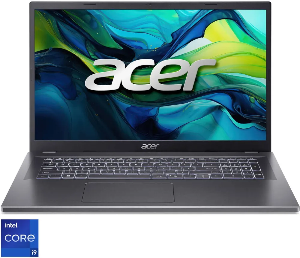 Laptop Acer Laptop Acer Aspire 17 cu procesor Intel® Core™ i9-13900H pana la 5.4 GHz, 17.3", FHD IPS, 16GB LPDDR5, 1TB SSD, Intel® Iris® Xe Graphics, No OS, Steel Gray