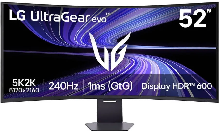 Monitor LG Monitor Gaming VA LED LG Ultragear EVO 52" 52G930B-B, 5K 5120 x 2160, HDMI, DisplayPort, Ecran curbat, 240 Hz, 1 ms Negru