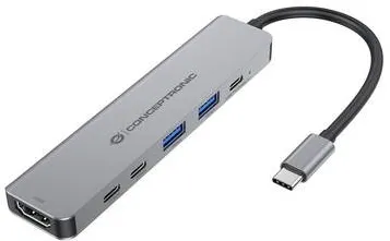 Docking Station CONCEPTRONIC Statie de andocare Conceptronic USB-C 3.2 Gen 1, argintiu, 113.3x28x10mm