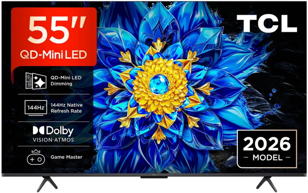 Televizor TCL QD-MiniLed 55P8L, 139 cm, Smart Google TV, 4K Ultra HD, 144Hz, Clasa F (Model 2026)