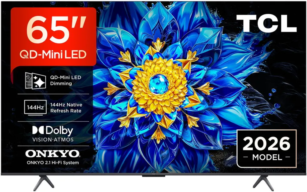 Televizor TCL QD-MiniLed 65P8L, 164 cm, Smart Google TV, 4K Ultra HD, 144Hz, Clasa F (Model 2026)
