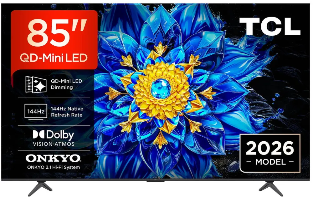 Televizor TCL QD-MiniLed 85P8L, 214 cm, Smart Google TV, 4K Ultra HD, 144Hz, Clasa E (Model 2026)