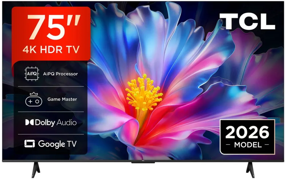 Televizor TCL LED 75P6L, 189 cm, Smart Google TV, 4K Ultra HD, Clasa E (Model 2026)