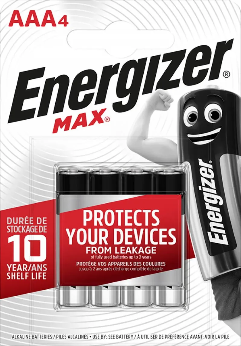 ENERGIZER Baterii ENERGIZER Max AAA, LR03, 1.5V, 4 buc/set, dureaza cu 50% mai mult decat cele alkaline