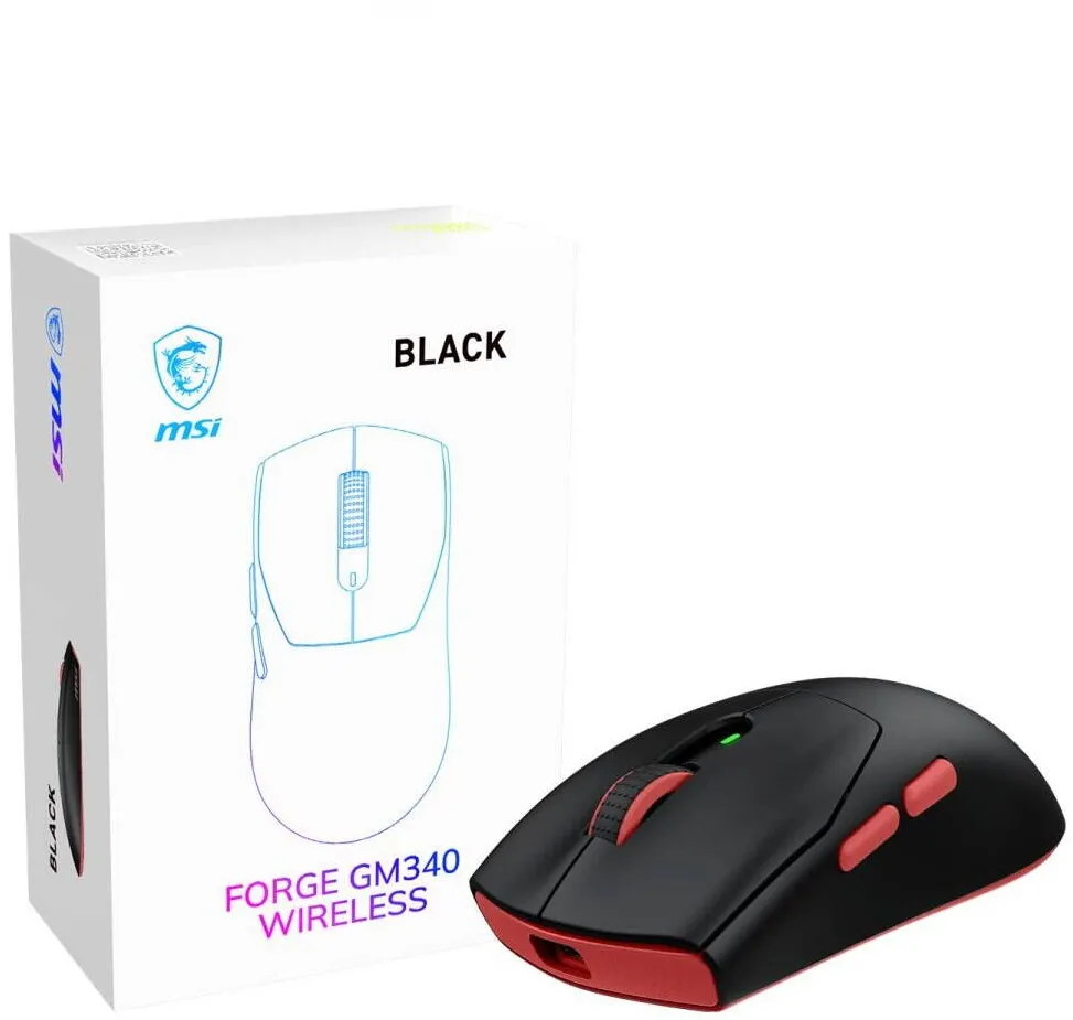 Mouse MSI wireless Forge GM340, Bluetooth, negru, 12000DPI
