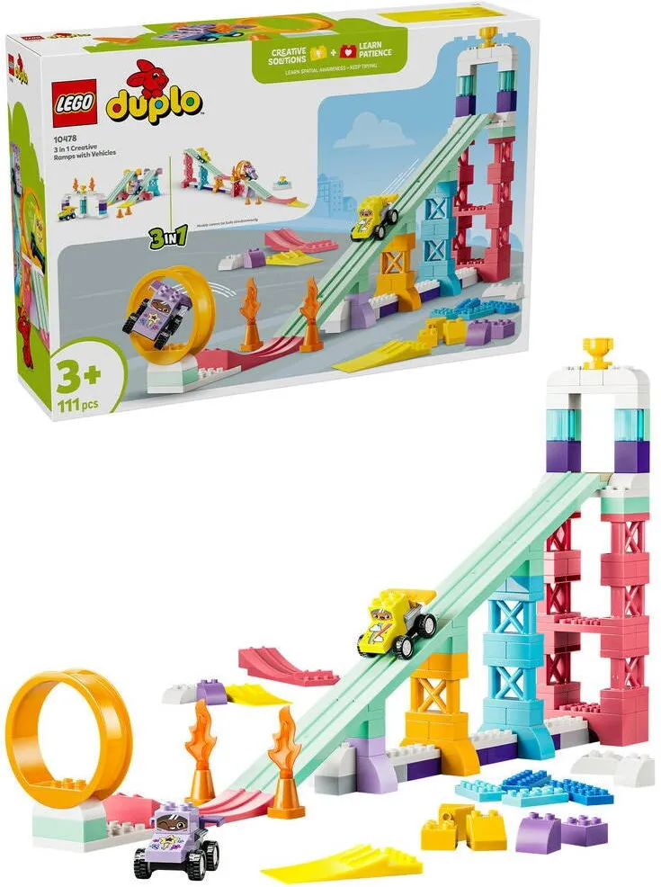LEGO DUPLO Town - Rampe creative cu vehicule 3 in 1 10478, 111 piese