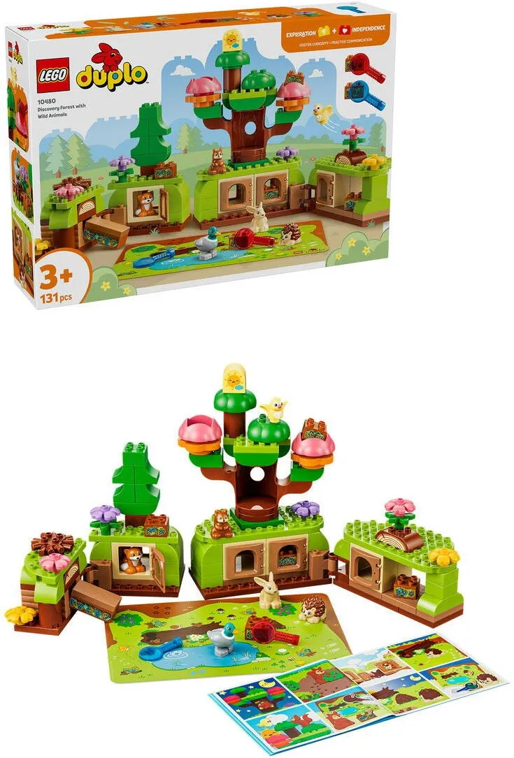 LEGO DUPLO Town - Padurea descoperirilor cu animale salbatice 10480, 131 piese