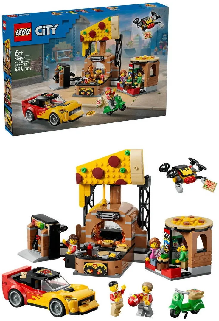 LEGO City - Experienta livrarii de pizza cu vehicule 60496, 494 piese