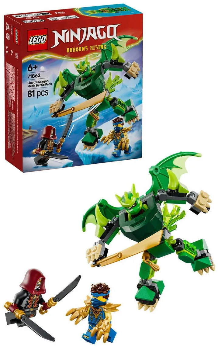 LEGO NINJAGO - Pachet de lupta cu robotul dragon al lui Lloyd 71862, 81 piese