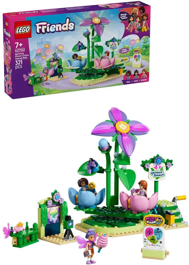 LEGO Set de constructie Friends Floare rotitoare si ceasca pentru zane 42702, 321 piese