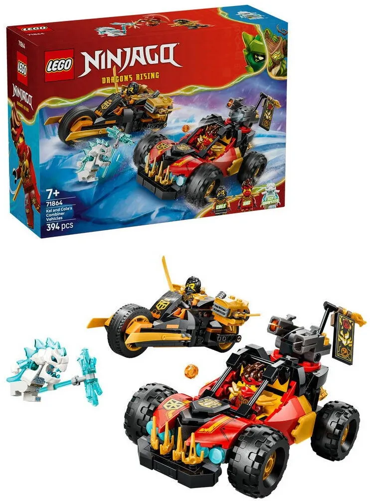 LEGO NINJAGO - Vehiculele transformabile ale lui Kai si Cole 71864, 394 piese
