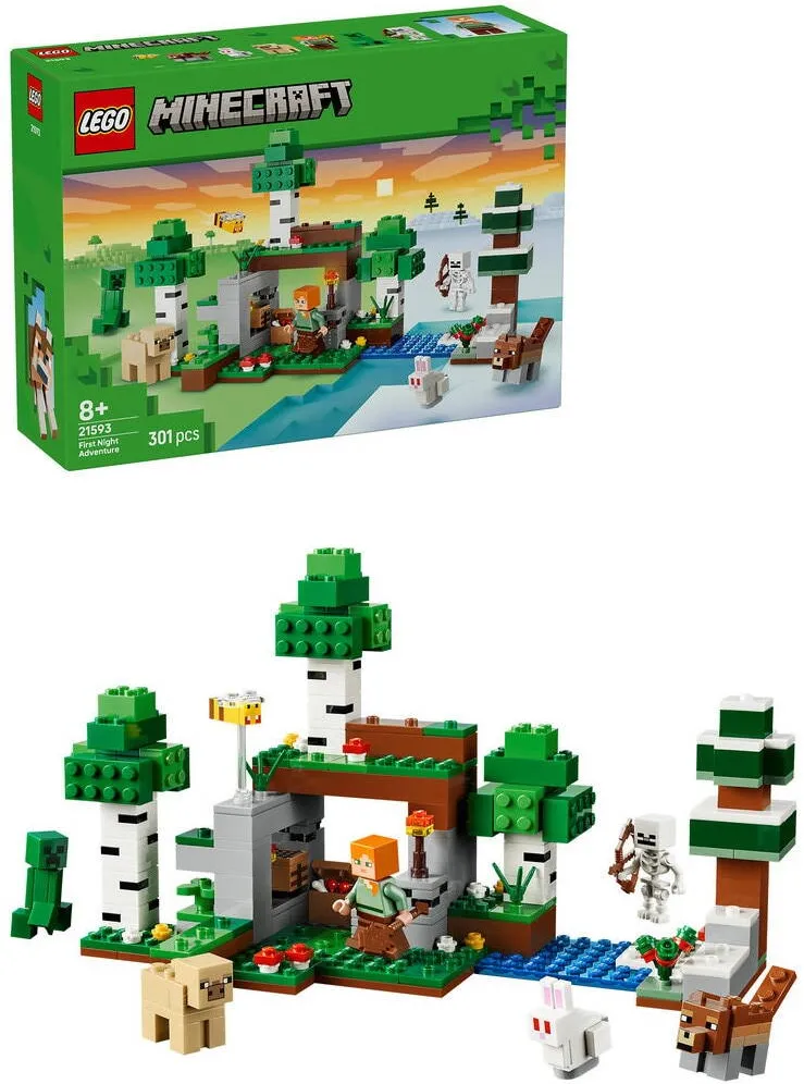 LEGO Minecraft - Prima aventura pe timp de noapte 21593, 301 piese