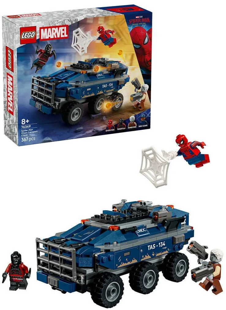 LEGO Marvel - Urmarire cu Omul Paianjen si masina inchisorii 76349, 367 piese