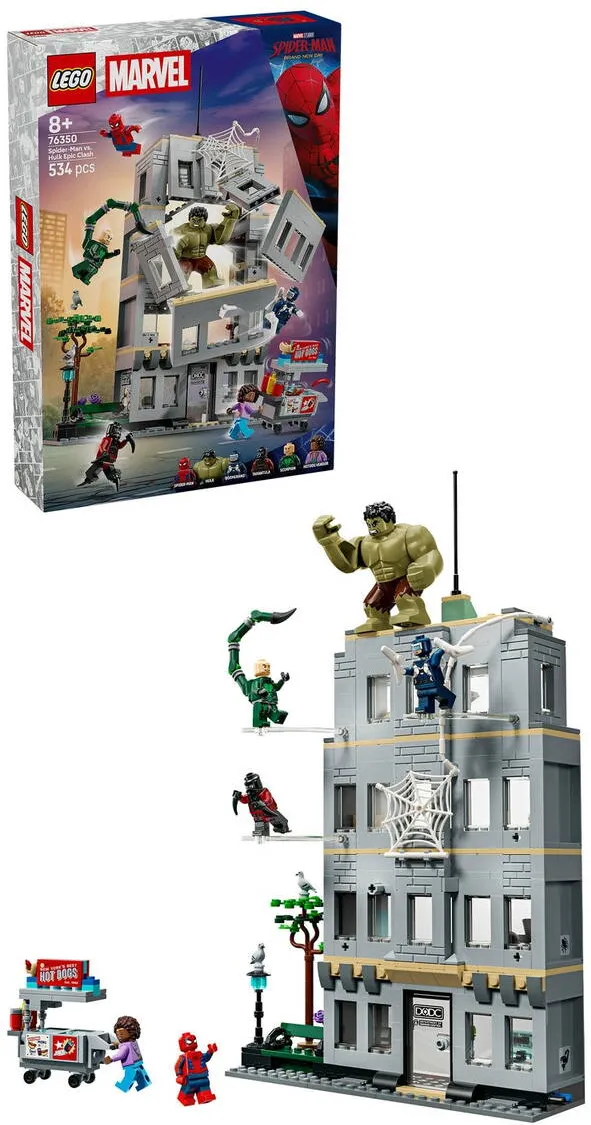 LEGO Marvel - Confruntarea memorabila dintre Omul-Paianjen si Hulk 76350, 534 piese