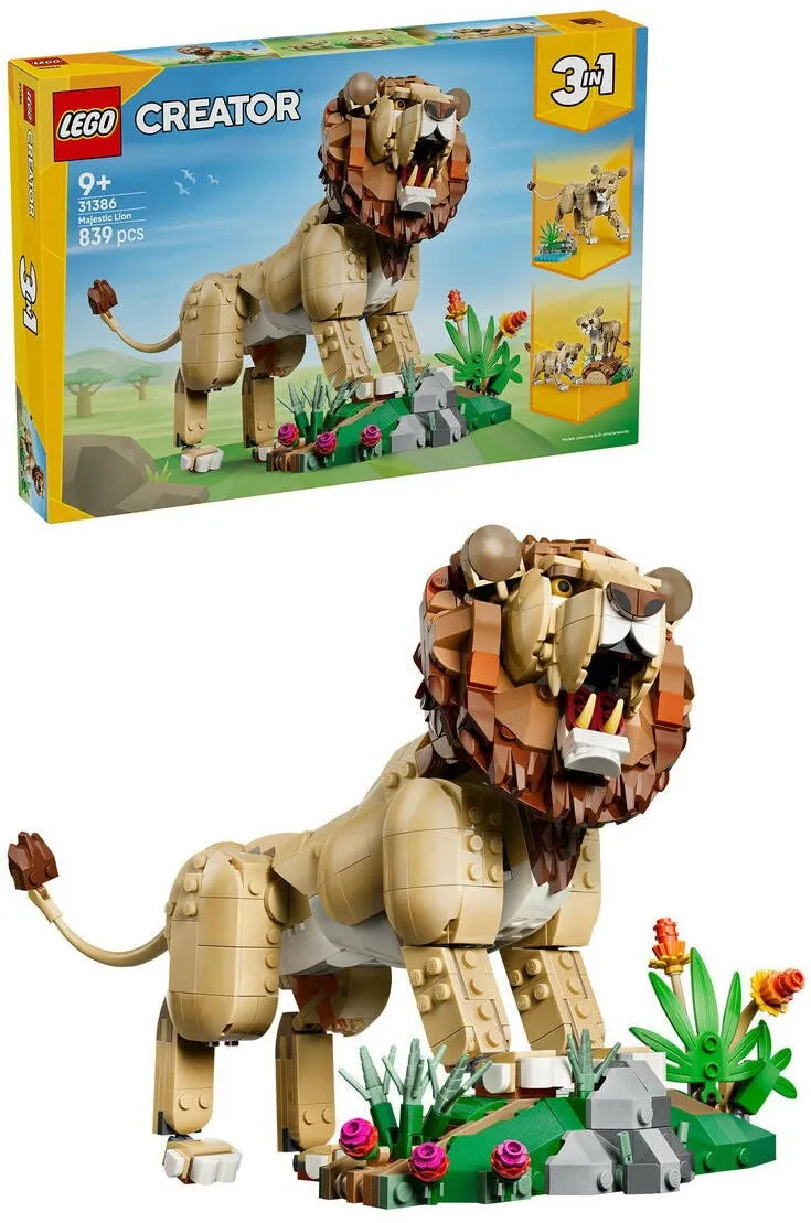 LEGO Set de constructie Creator 3 in 1 Animale salbatice: Leu maiestuos 31386, 839 piese