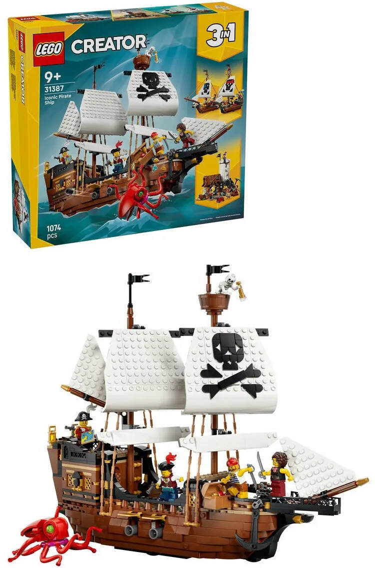 LEGO Set de constructie Creator 3 in 1 Corabie de pirati emblematica 31387, 1074 piese