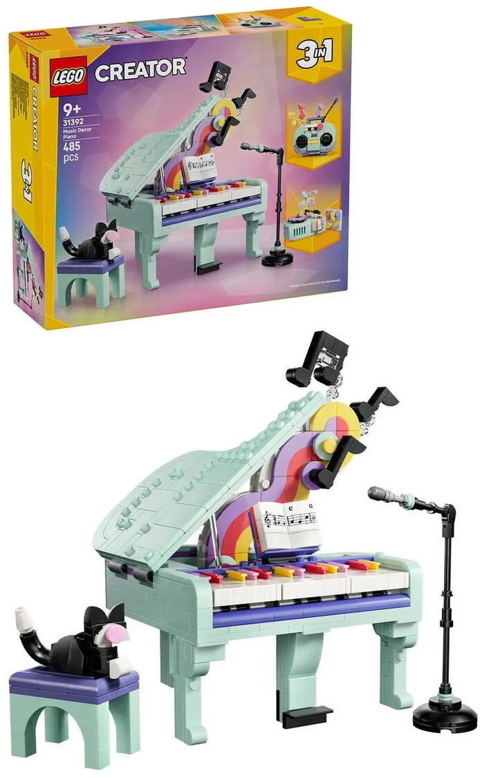 LEGO Set de constructie Creator 3 in 1 Pian decorativ cu o pisica 31392, 485 piese