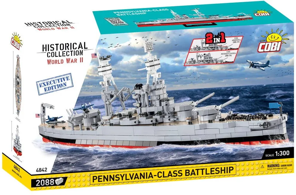 Jucarie creativa Cobi Klocki Set de Construit Cobi Pennsylvania Class Battleship, 2088 piese