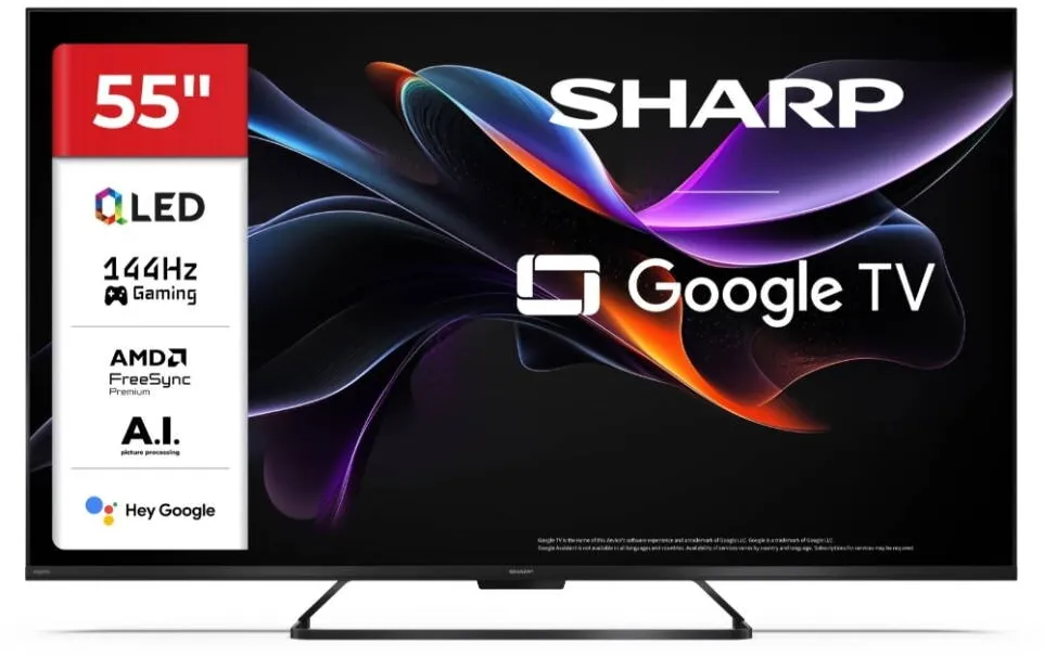Televizor Sharp Google TV QLED 4K UHD 144Hz, SHARP 55HR7265E 139 cm