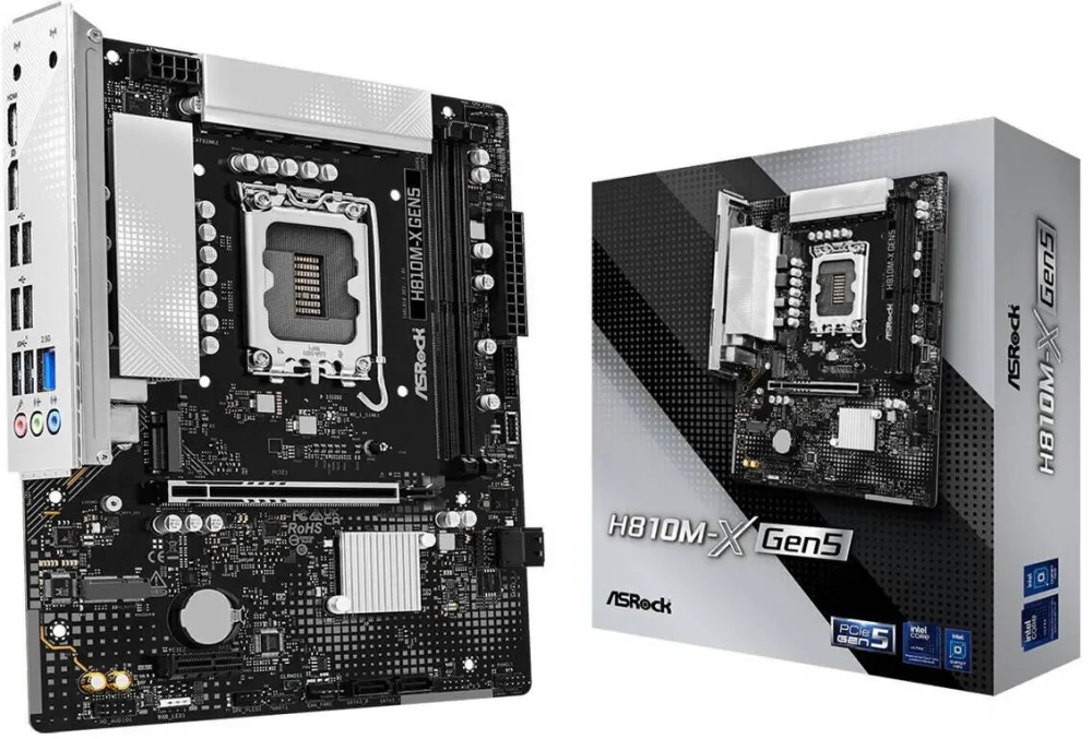 Placa de Baza ASRock H810M-X GEN5, Intel H810, 2xDDR5, Micro-ATX, negru