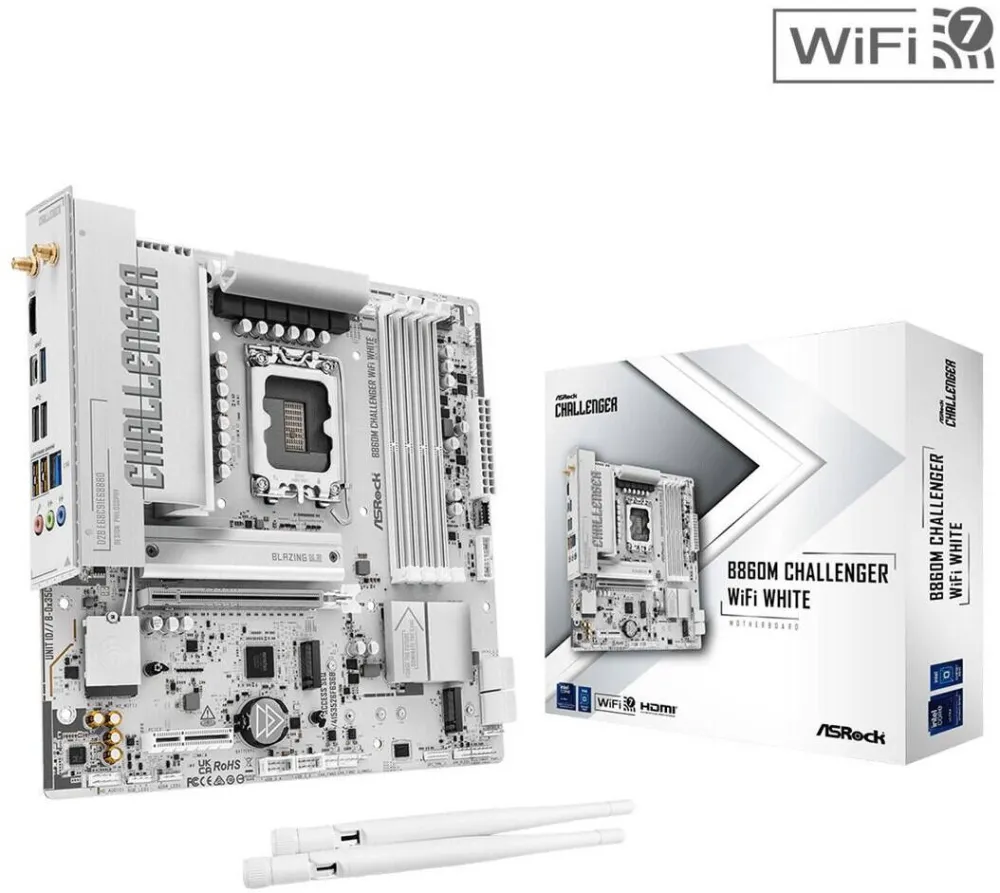 Placa de Baza ASRock B860M Challenger WiFi alb Micro-ATX DDR5 256GB
