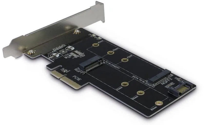 Adaptor Inter-Tech PCIe  Karte KT015 PCIex4->M.2 + SATA->M.2