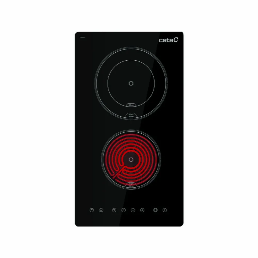 Plita CATA TD 3002 BK, Vitroceramic, Width 30 cm, 2 cooking zones, Touch control, Black