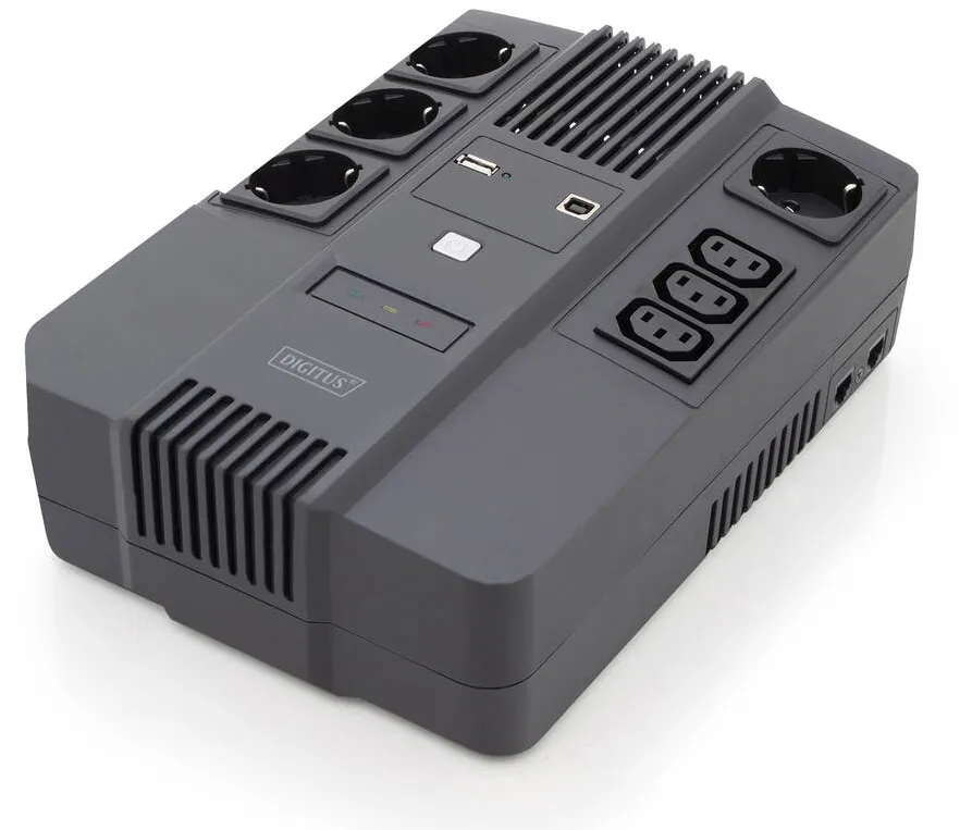 UPS Digitus All-in-One UPS, 800VA/480W, LED 12V/9Ah x1, 4x CEE 7/7,3x IEC C13, USB, RJ45