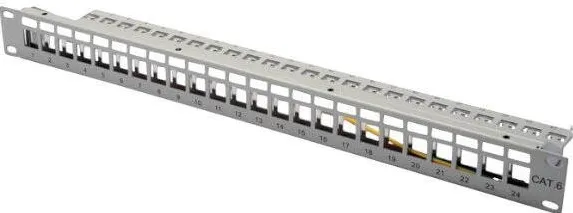 Rack Digitus Modular Patch Panel, shielded 24-port, blank, 1U, rack mount, Grey, RAL 7035