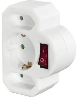 HAMA Multi-Plug, 3-Way, 2 Euro/1 Earthed Socket, Switch, white