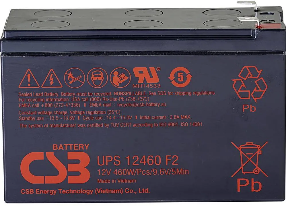 CSB BATTERY UPS12460F2 Re-Baterie: acid-lead, 12V, 9Ah, AGM, 460 W