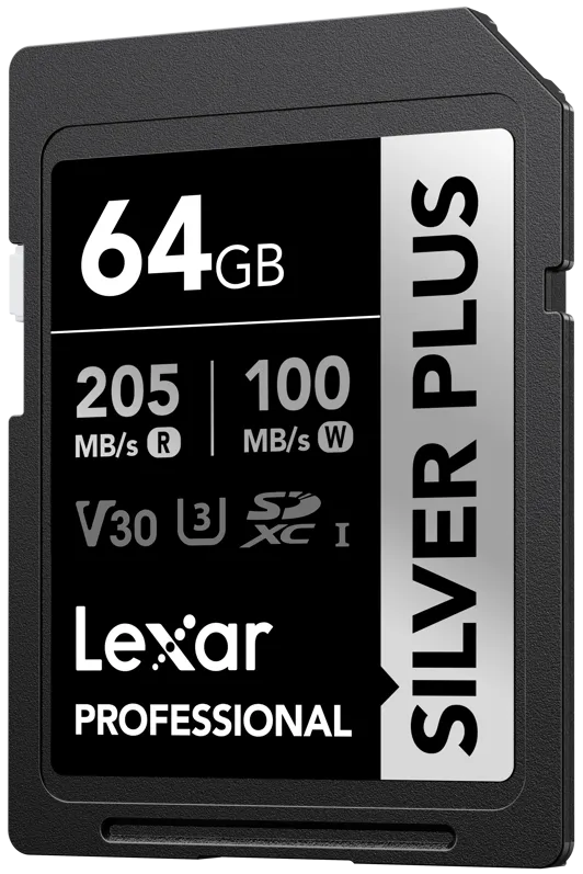 Card de Memorie Lexar SDXC Professional SILVER Plus 1066x UHS-I/U3/A2/4K R205/W100 (V30) 64GB