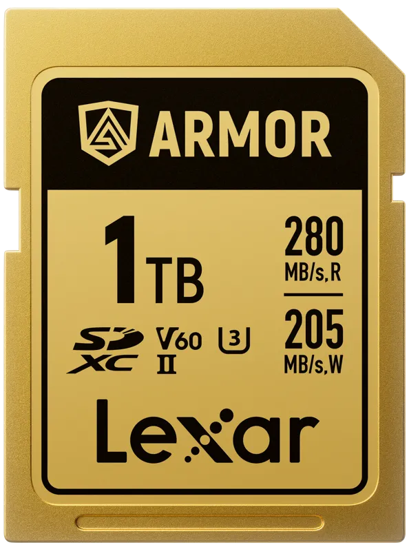 Card de Memorie Lexar SDXC ARMOR Gold UHS-II U3, Stainless Steel, IP68 R280/W210 (V60) 1TB