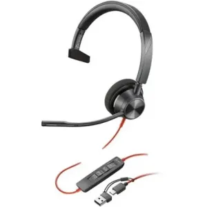 Casti Over-Head Poly Casti PC Poly Blackwire 3310, Negru, USB-C