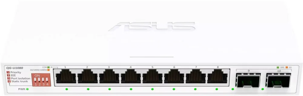 Switch Asus ASUS QG-U1080, 2 porturi 10GB SFP+, 8 porturi x 2.5G, Plug and Play, Easy Setup, Silent Operation