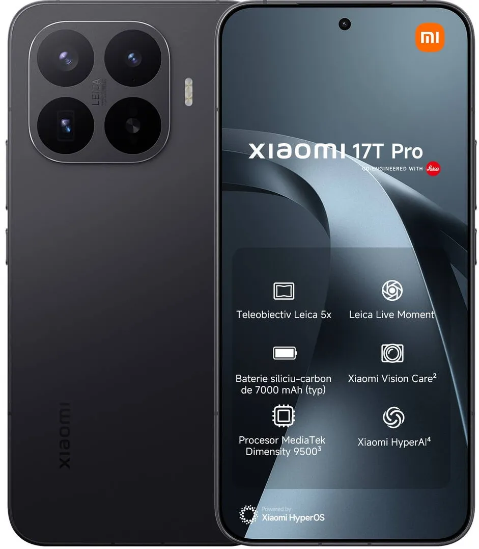 Smartphone Xiaomi 17T Pro, 12GB RAM, 512GB, negru, 6 "83", Dual SIM, 5G, Leica, 7000mAh