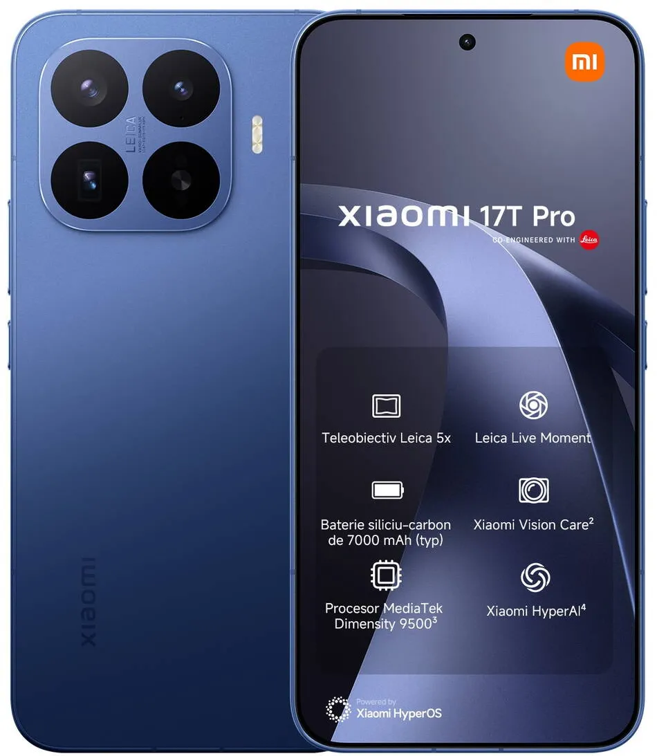 Smartphone Xiaomi 17T Pro, 12GB RAM, 512GB, Albastru inchis, 6 "83", Dual SIM, 5G, Leica Live Moment ,7000mAh