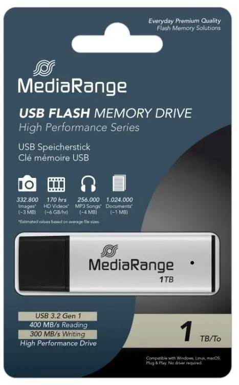 Memorie USB MediaRange 1TB, USB 3.2 Gen1, MediaRange