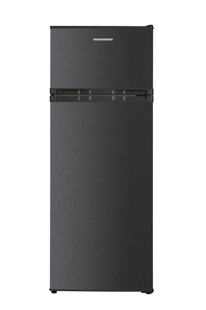 HEINNER Frigider cu 2 usi HF-H2206DGE++, clasa E, 206L, control mecanic cu termostat ajustabil, lumina LED, Gri antracit texturat