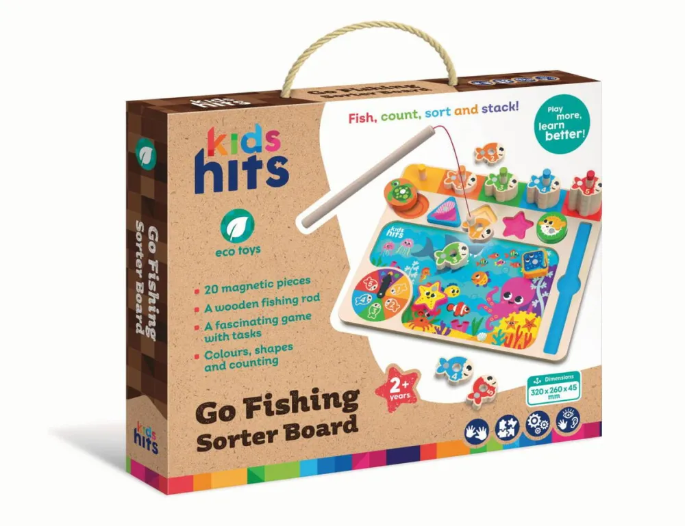 Jucarie Educationala KIDS HITS PLACA DE SORTARE MERGEM LA PESCUIT, LEMN