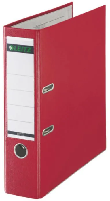 Leitz Biblioraft A4, plastifiat PP/paper, margine metalica 80 mm, Leitz 180 - rosu