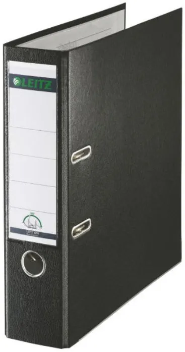 Leitz Biblioraft A4, plastifiat PP/paper, margine metalica 80 mm, Leitz 180 - negru