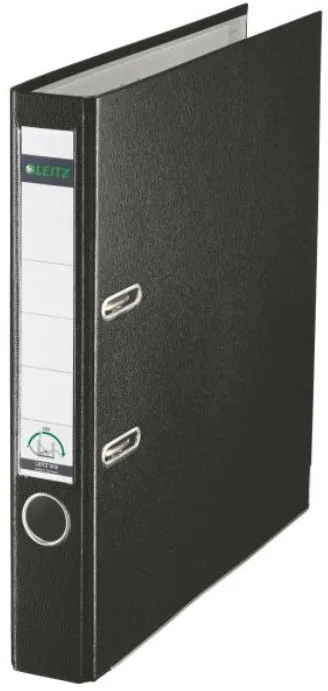 Leitz Biblioraft A4, plastifiat PP/paper, margine metalica 52 mm, Leitz 180 - negru