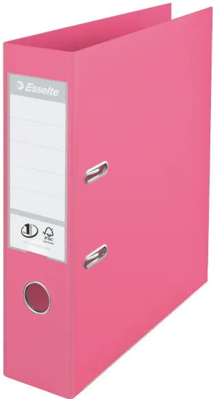 Esselte Biblioraft A4, plastifiat PP/PP, margine metalica, 75 mm, Esselte No. 1 Power - roz