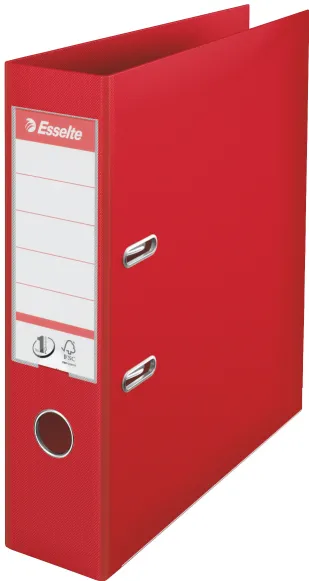 Esselte Biblioraft A4, plastifiat PP/PP, margine metalica, 75 mm, Esselte No. 1 Power - rosu
