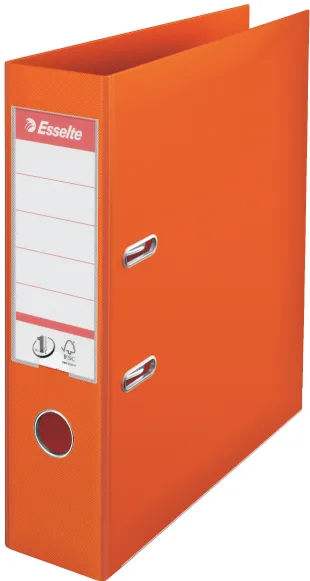 Esselte Biblioraft A4, plastifiat PP/PP, margine metalica, 75 mm, Esselte No. 1 Power - portocaliu