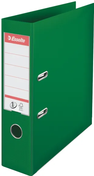 Esselte Biblioraft A4, plastifiat PP/PP, margine metalica, 75 mm, Esselte No. 1 Power - verde
